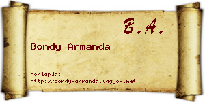Bondy Armanda névjegykártya